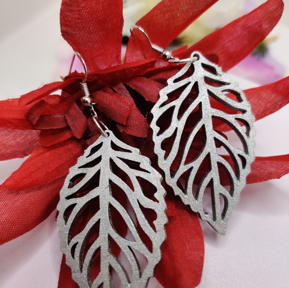 Laser cut wood Earrings, Handmade